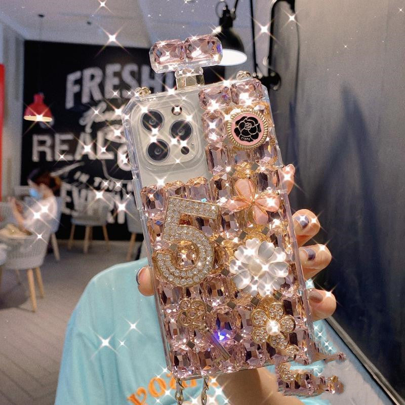 Luxury Rhinestone Phone Case Diagonal Span Cover