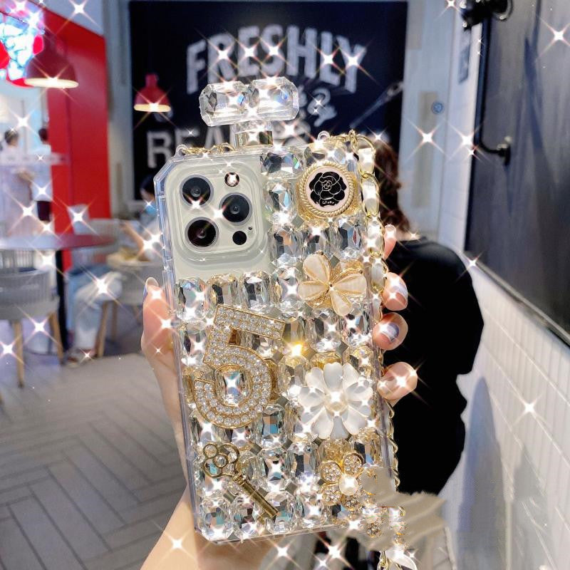 Luxury Rhinestone Phone Case Diagonal Span Cover