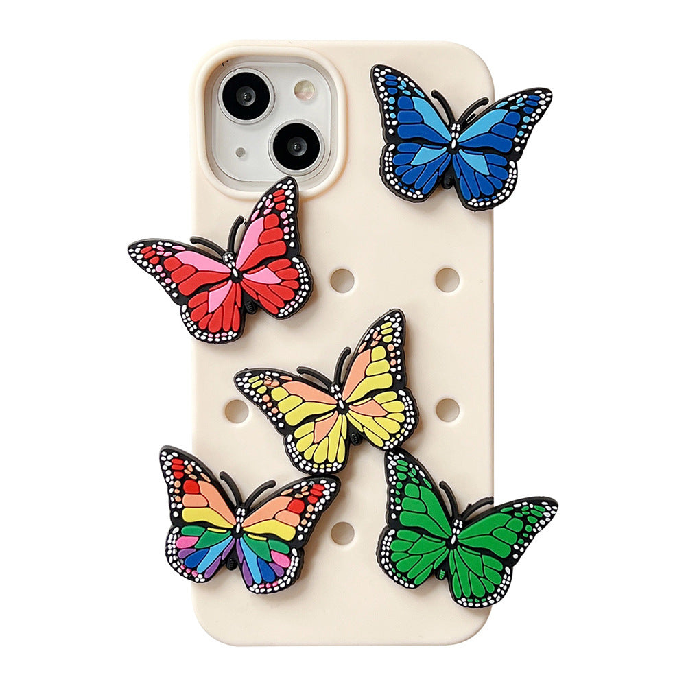 Three-dimensional Colorized Butterfly Phone Case Silicone Hole Shell