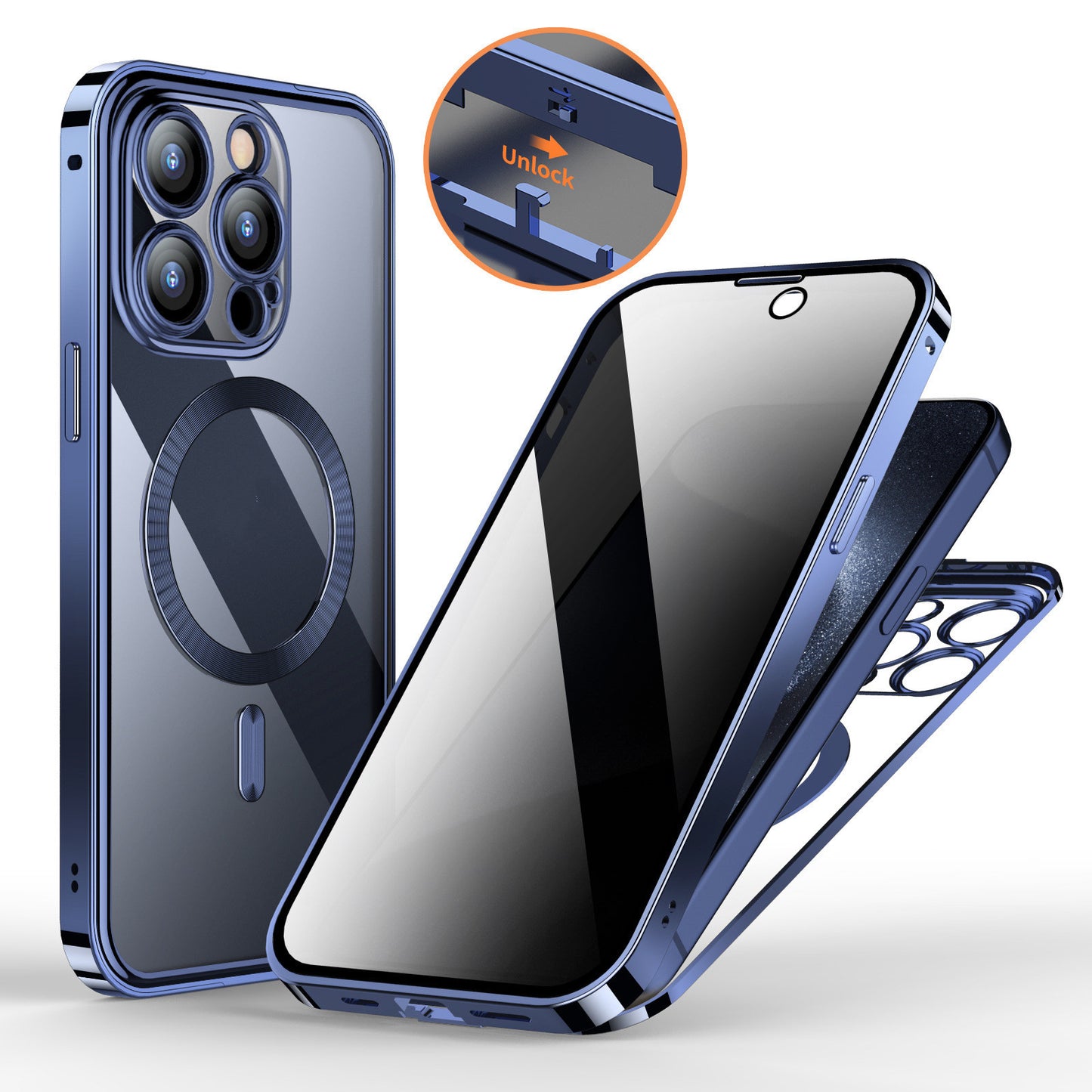 Magnetic Snap Closure Dual-sided Lens All-inclusive Cell Phone Case