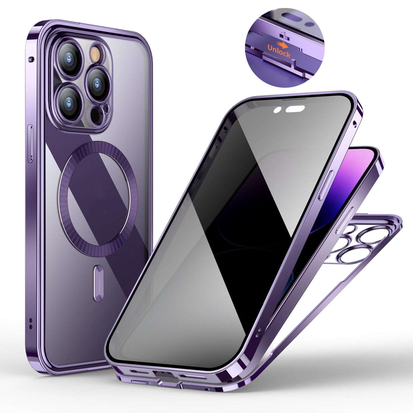 Magnetic Snap Closure Dual-sided Lens All-inclusive Cell Phone Case