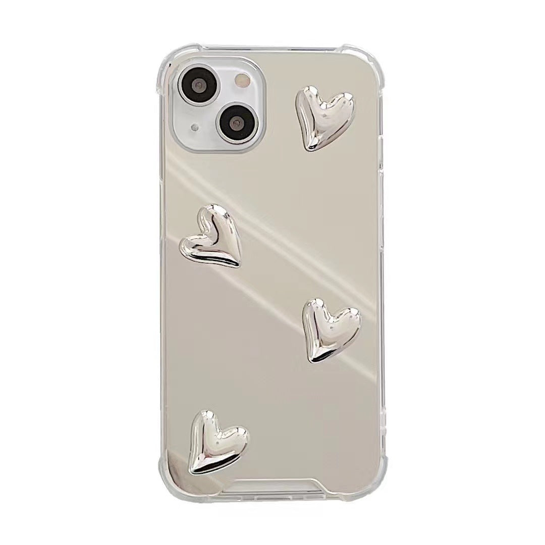 Four Corner Anti Drop Electroplating Love Mirror Phone Case