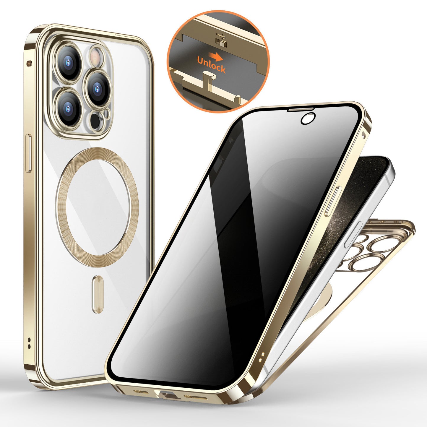 Magnetic Snap Closure Dual-sided Lens All-inclusive Cell Phone Case