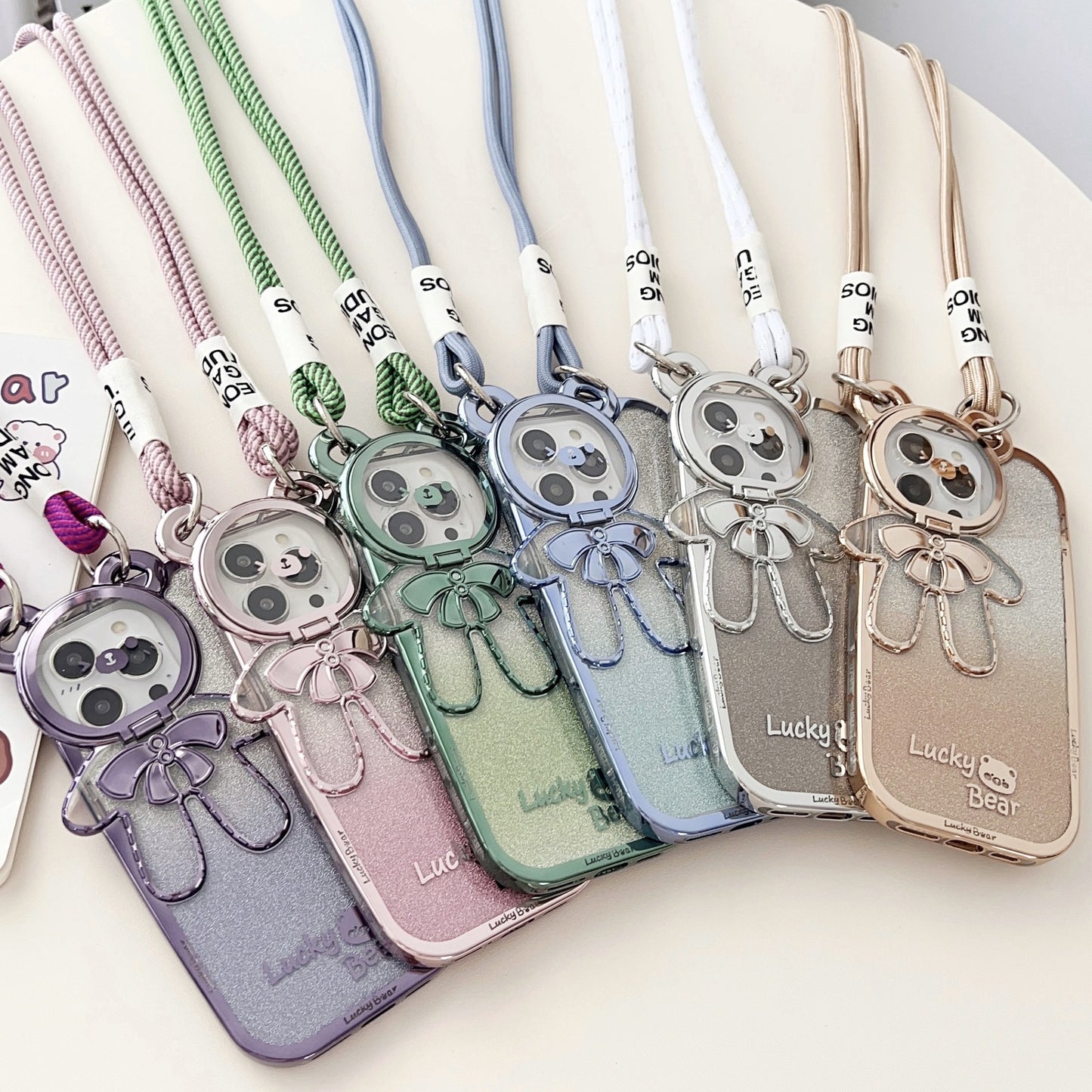 Electroplating Glitter Phone Case Lucky Bear Bracket