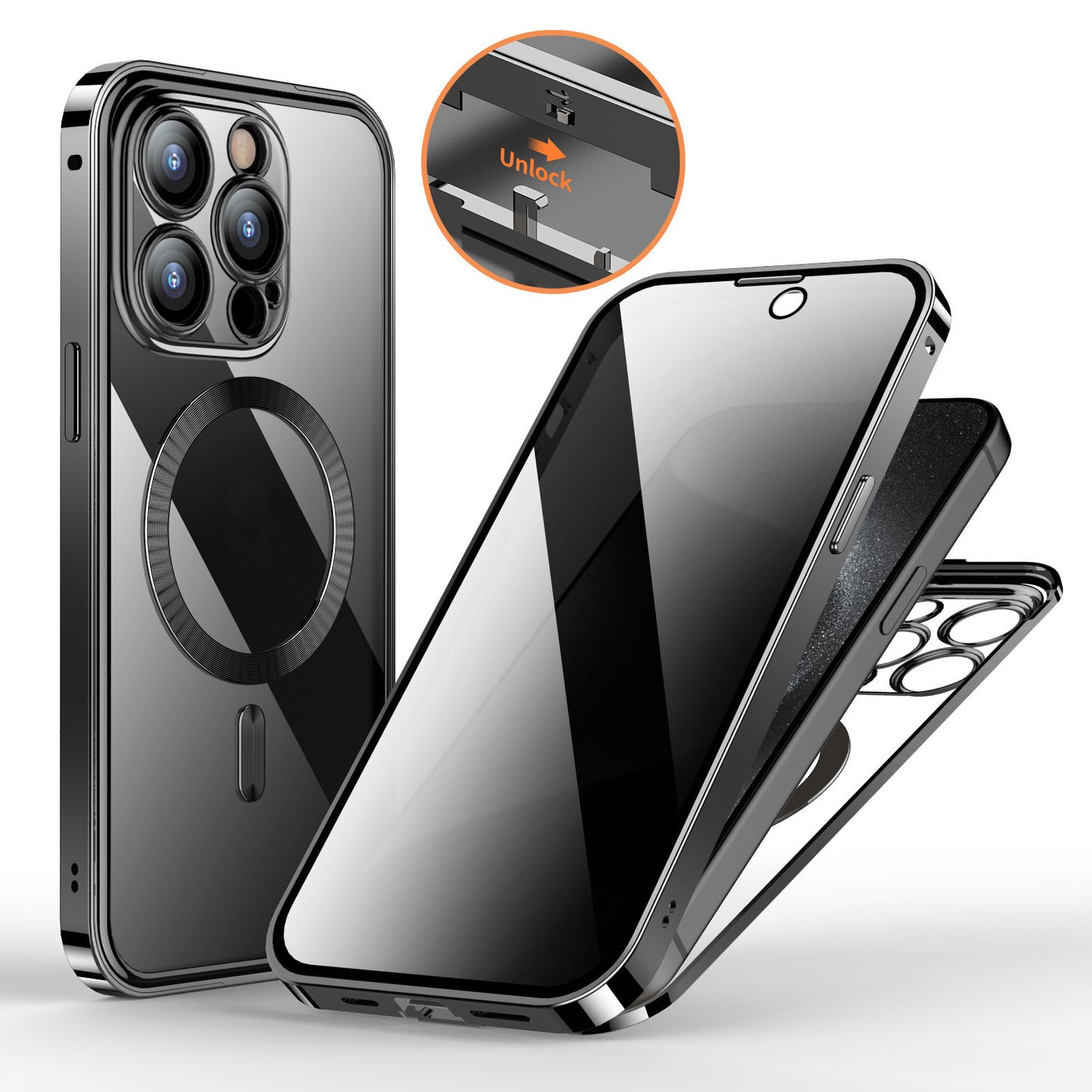 Magnetic Snap Closure Dual-sided Lens All-inclusive Cell Phone Case