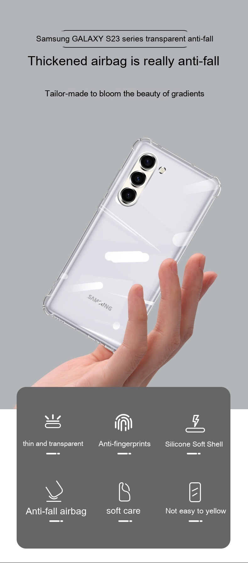 Applicable S23 Phone Case Airbag Drop-resistant Transparent Silicone Soft Shell