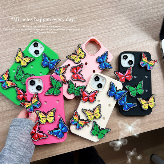 Three-dimensional Colorized Butterfly Phone Case Silicone Hole Shell